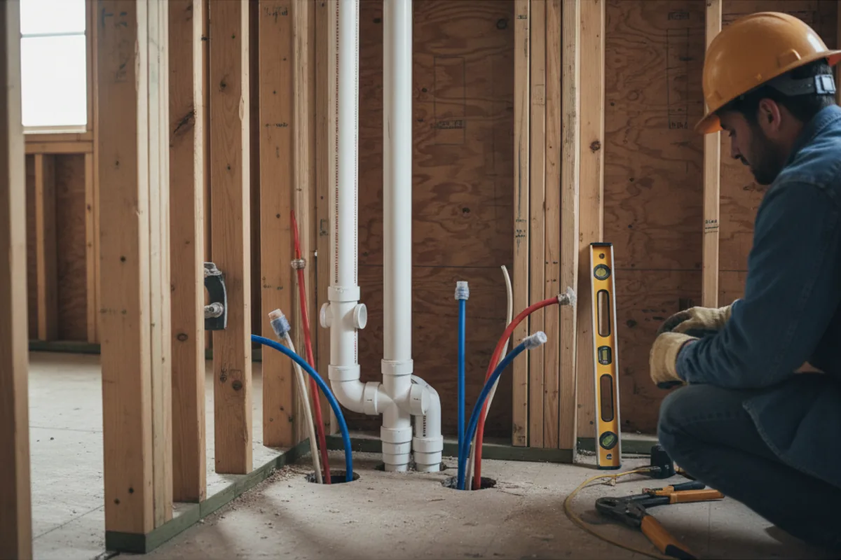 Drain and supply rough-in during Garbage Disposal Repair in Minoa